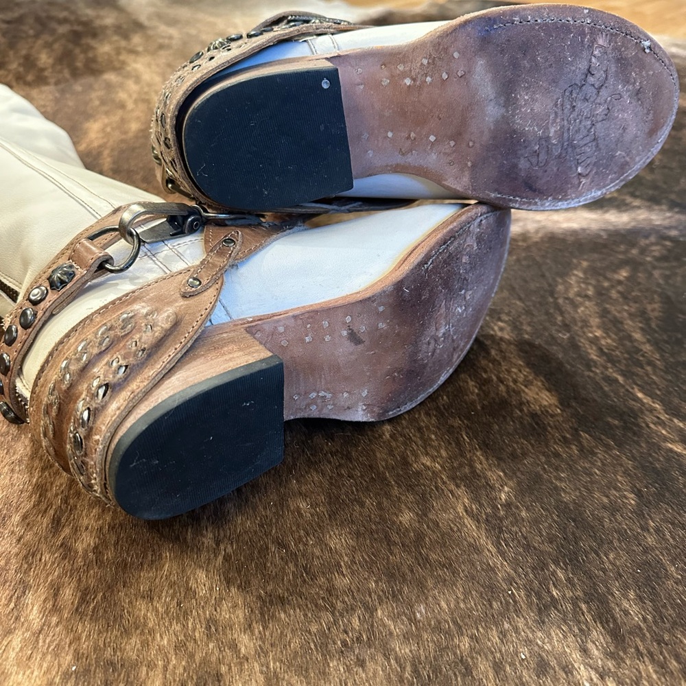 Freebird Rodondo Cream Leather Cowboy Boots with Brown Accents - Picture 4 of 6